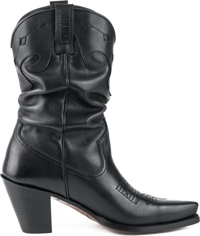 Mayura Boots 1952 Zwart/ Western Fashion Dames Spitse Cowboylaarzen Hoge Hak Gezakte Schacht Soepel Leer Maat EU 37
