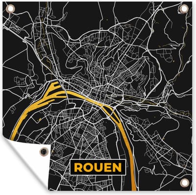 Tuin poster Rouen - Kaart – Plattegrond – Frankrijk – Stadskaart - 200x200 cm - Tuindoek
