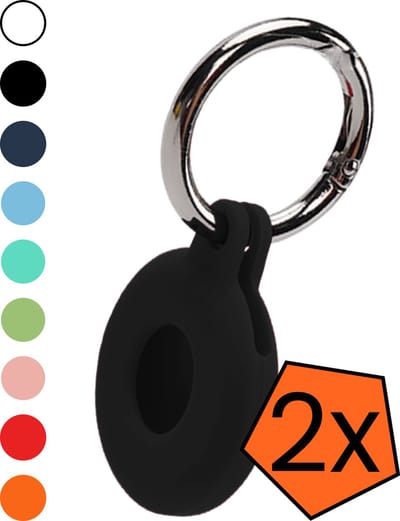 Hoesje Geschikt voor Apple AirTag 2e generatie Sleutelhanger Hoes Siliconen Hoesje - Siliconen Hoesje Geschikt voor Apple AirTag 2 - Sleutelhanger Hoesje - Zwart - 2 PACK