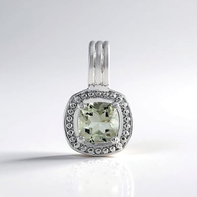 Cavill - Zilveren Hanger - 925 Sterling Zilver - Groene Amethist 0,72 ct - Antiek Kussenslijpsel - Elegant, Dames Sieraad 16x10 mm