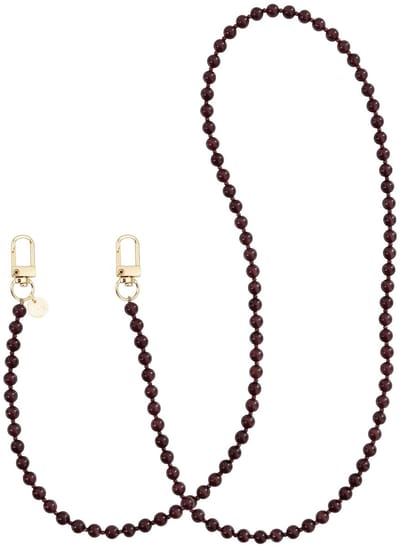 xoxo Wildhearts telefoonkoord - Burgundy Muse (lang koord) - Geschikt voor iPhone - Geschikt voor Samsung - Universeel - Phone cord - Telefoonketting - Kralenketting met gouden details - Koord voor telefoon - Burgundy / Bordeaux rood