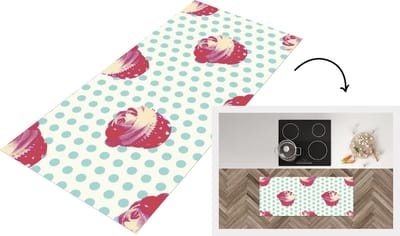 Keukenloper - Loper keuken - Patronen - Cupcake - Eten - 120x50 cm - Keukenloper vinyl