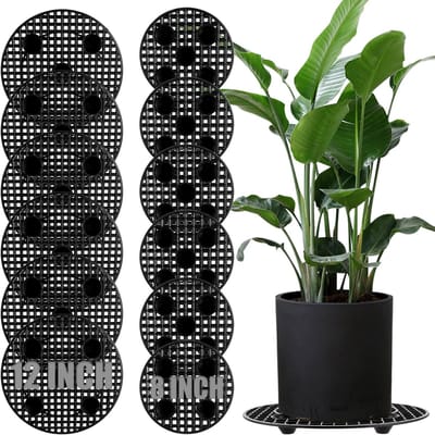 12 stuks potplantenstandaard, bloempot, standaard, drainage mesh, 20 cm/30 cm, bloempot mesh pads, bloempotrooster, rond, bonsai-rooster, plantenonderzetters voor binnen en buiten, tuin