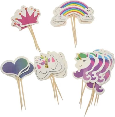 Akyol - 10 x cocktail prikkers - verjaardag cocktailprikker - unicorn - unicorn prikker - cocktailprikker unicorn - regenboog cocktailprikker - cupcake prikker - meisjes cocktailprikkers - prikkers regenboog - cup cake prikker - versiering - cocktail