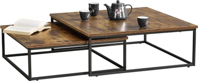 Salontafel Haninge set van 2 zwart en houtkleurig
