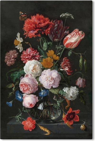 Canvas Schilderij Stilleven met Bloemen - Jan Davidsz. de Heem - 100x150 cm