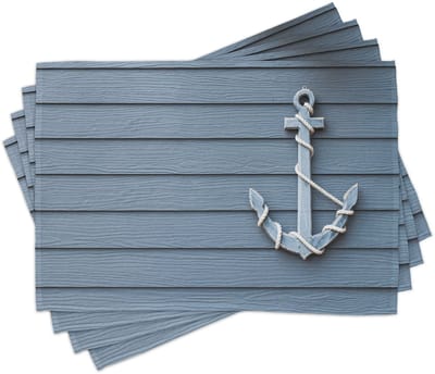 New Bed Nautisch Ankerhouten planken Set van 4 Placemat voor Eettafel, Wasbare Stof met Antislip Achterkant