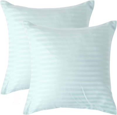 Homescapes Satijn Streep Katoen Kussensloop 40x40 cm – Set van 2 – Aquablauw – 100% Egyptisch Katoen – Draaddichtheid 330
