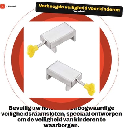 Dailygoods- Veiligheidslot - Verstelbaar Raamslot - Deurkozijnslot van Aluminiumlegering - Veiligheidsslot voor Kinderen - Hoogwaardige Zinklegering - Inclusief 2 Raambegrenzingssloten