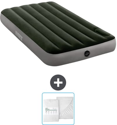 Intex Luchtbed - 1-Persoons - 99 x 191 x 25 cm - Groen - Inclusief en Hoeslaken