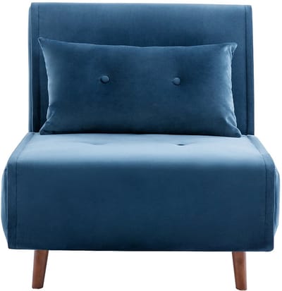 Vente-unique Slaapfauteuil van nachtblauw velours URIBIA