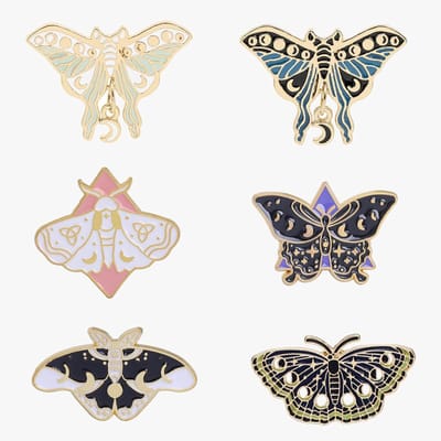 6 stuks vlinderbroche emaille, kleding badge pinnen set, schattige anime broches emaille insect reversspeld hoedennaald voor rugzakken kleding tassen jassen accessoires