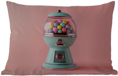 Buitenkussens - Kauwgom - Retro - Snoep - Roze - 60x40 cm - Weerbestendig
