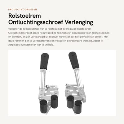 Dailygoods- Rolstoelrem Verlenging - 2 Stuks - Kunststof - Schroefbevestiging - 17x8x8 cm - Verbeterde Remprestaties - Rolstoelonderdelen