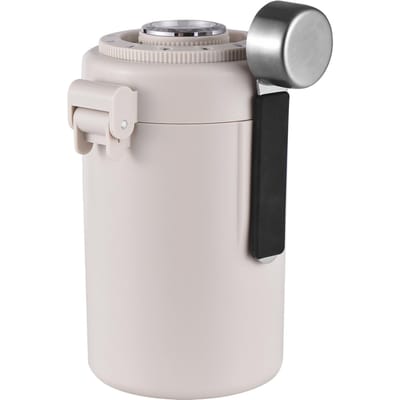 Luchtdichte Koffiebus met Vochtigheidsmeter Datumregistratieschijf Eénrichtings Uitlaatventiel Dubbellaags 600ml 20.3oz Roestvrij beige