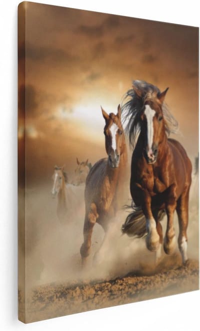 Artaza Canvas Schilderij Paard - 30x40 cm - Klein - Wanddecoratie Woonkamer - Muurdecoratie Dieren - Kamer Accessoires
