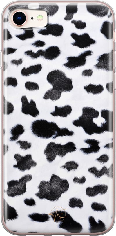Hoesje geschikt voor iPhone 8 - Koeienprint - Soft Case - TPU - Print - Zwart - Mooie Telefoonhoesjes