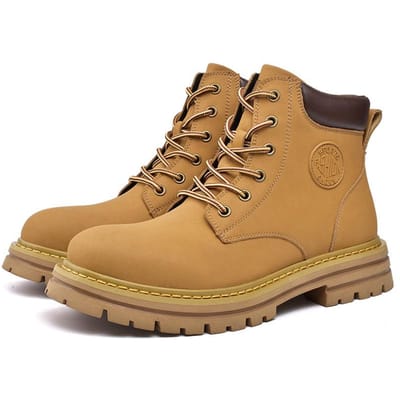 Hoge Werklaarzen voor Heren Britse Stijl Nieuwe Dikke Zool Retro Enkellaarzen Onverwoestbaar Werklaarzen 40 beige