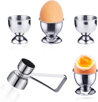 Eierdopjes set - Eierhouders - Ontbijt serveren - Vaatwasserbestendig - 5 stuks - Zilver