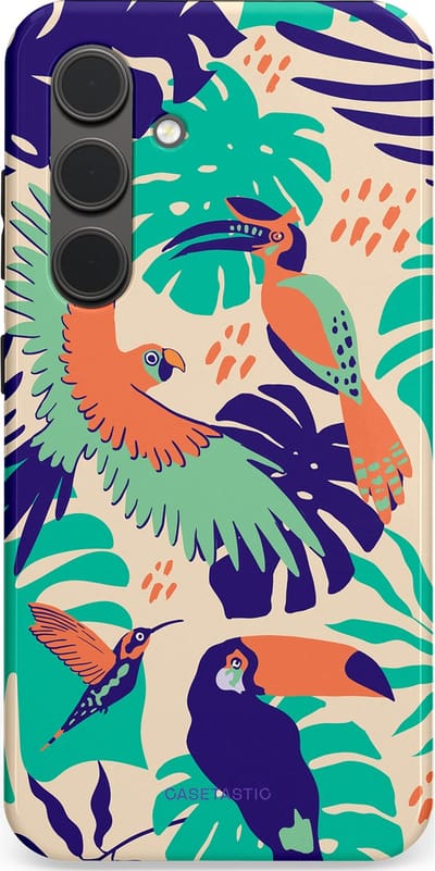 Casetastic Hoesje Geschikt voor Samsung S24 - Stijlvolle Beschermende Duo-layer Case - Tropische Vogels