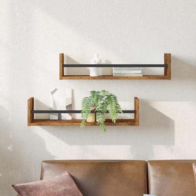 vidaXL - Wandplank - 2 - st - Oudhout - 60 - x - 16 - x - 14 - cm