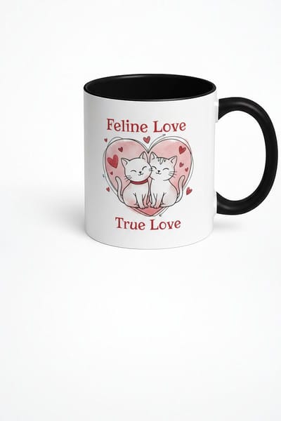 Feline Love True Love Mok | Schattige Katten Liefde Koffiemok | Cadeau Kattenliefhebber