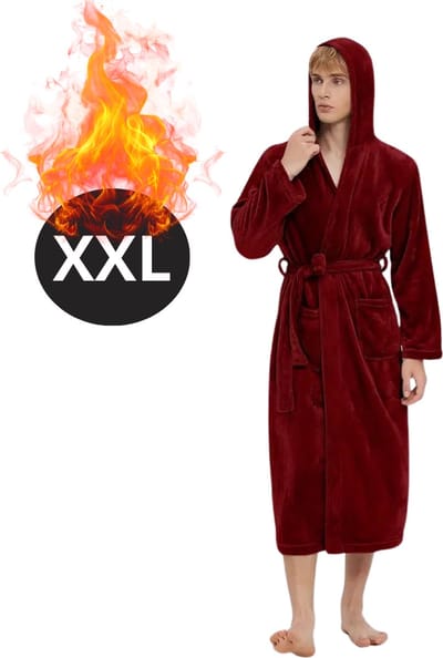 Bovista Badjas Heren - Fleece - Katoen - Badstof - Sauna - Hamam - Wafel - Bathrobe - Duster - Ochtendjas - Spa - Kimono - Rood XXL