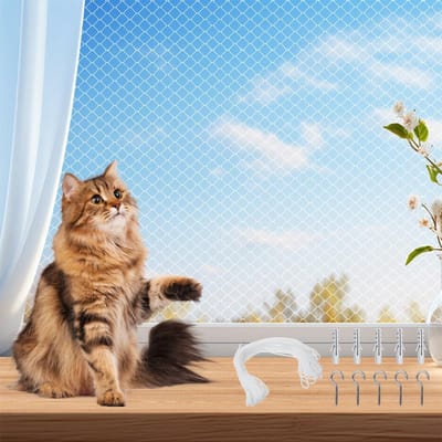 Kattennet Balkon - Kattenbescherming - Veiligheid Huisdieren - Zonder Boren - 3 x 8 m - Wit