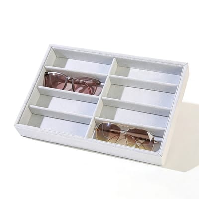 Opbergbak voor brillen - Displaydoos met 8 vakken - Veelzijdig - Geschikt voor brillen, horloges en sieraden - Grijs