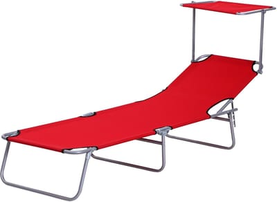 Ligbed - Kampeerbed - Vouwbed - Veldbed - Stretcher- Campingbedje - Opvouwbaar - 1 Persoon - Rood