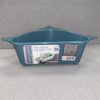 Excellent Houseware - Gootsteenbakje met zuignap - Gootsteenbak - kunststof - 15 x 27,5 x 8,7 cm – Turquoise