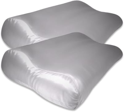 Voordeelset 2x 100% Zijden kussensloop Licht Grijs Ergonomisch - 19MM - 30x50cm - Satijn geweven zijden kussensloop - Anti acne kussensloop - Silk Heaven - 30x50cm