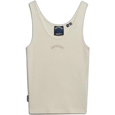 Superdry Essential Logo Scoop Mouwloos T-shirt Beige M Vrouw