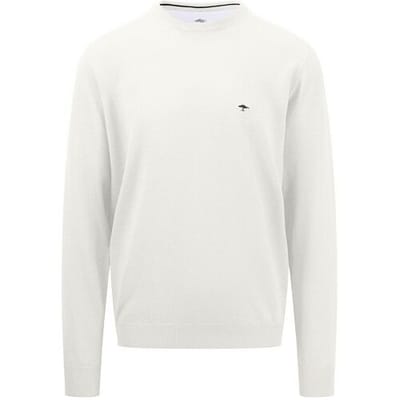 Fynch-Hatton Trui O-Neck Uni Color Superfine Cotton Knit New Off White / male