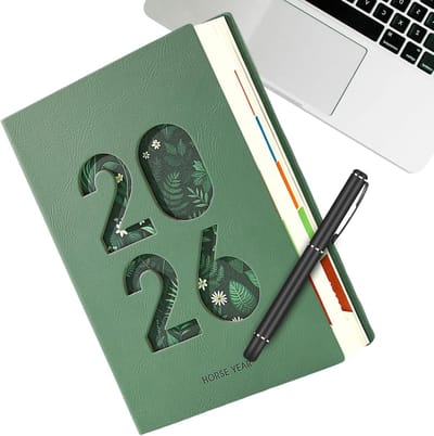Maandplanner 2026 - Agenda Notitieboek - Dagelijks Plannen - Dikke Pagina's - A5 Formaat - Groen