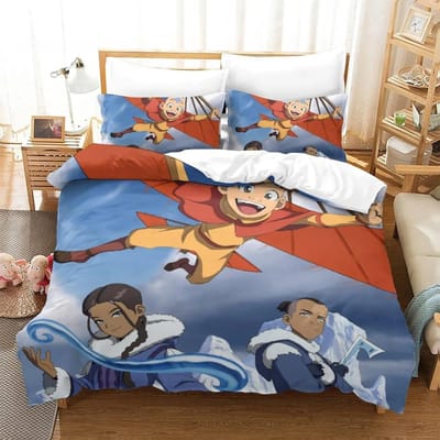Avatar de laatste luchtmeester Beddengoedset Eenpersoons Twijfelaar Volledig Queen King Size Bedset Aldult Kind Slaapkamer 3D Print Anime Laken 140x210cm 2pcs