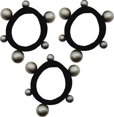 Haarsoires Haarelastieken - Endless - Bollen - Zwart Grijs - Set van 3