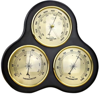 Weerstation Barometer - Thermometer Hygrometer - Weer Voorspellen - Draadloos Geen Batterij - 26cm x 25cm - Houtkleur