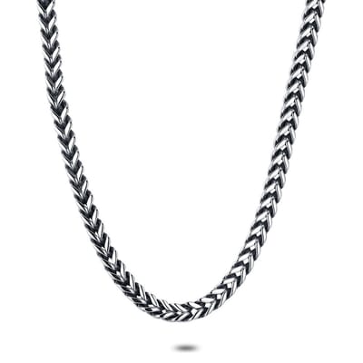 Twice As Nice Halsketting in edelstaal, vierkante gourmet, 6 mm 60cm