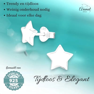 Aramat Jewels | Oorbellen | 925 Sterling Zilveren Sterretjes Oorknopjes 8mm – Hoogglans Gepolijst | | | |8mm | Zilver | Kinderen, Volwassenen | Verkleurd niet