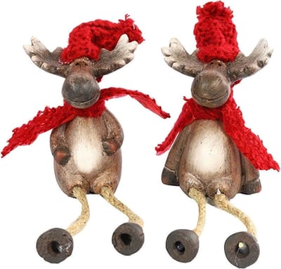 Decostar Rendier Randy 11 Cm Keramiek Bruin/rood 2 Stuks