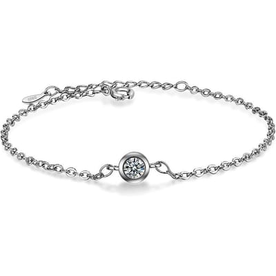 100 %925 Massief Echt Sterling Zilver Mode Dames Sieraden Ronde Cz Armband 15cm Voor Vrouwen Meisje Dame Cadeau Da122 gray