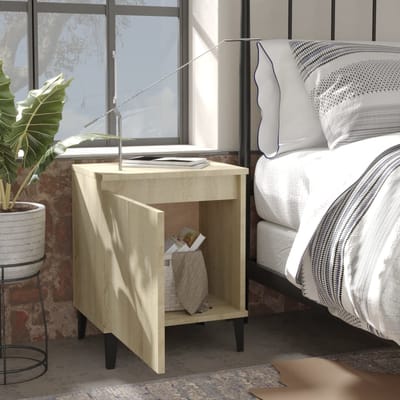 vidaXL - Nachtkastje - met - metalen - poten - 40x30x50 - cm - sonoma - eikenkleurig