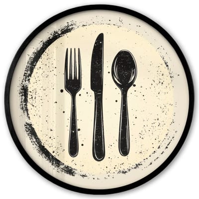 Poster in lijst Rond - Fotolijst 40x40 cm - Posters - Zwart - Bestek - Rondje - Ronde posterlijst zwart - Decoratie - Wanddecoratie woonkamer - Muurdecoratie slaapkamer