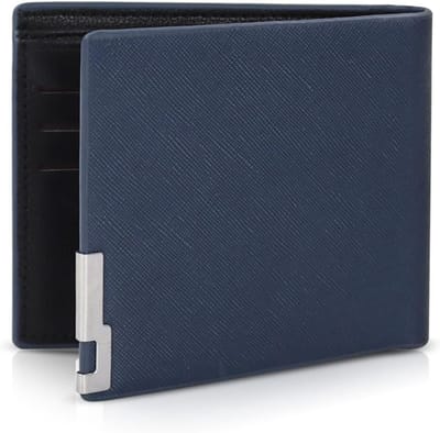 Korte herenportemonnee met 7 kaartvakken, ruime portefeuille met voorvak, blauw, 11,5 x 9,5 x 1,5 cm, ideaal voor dagelijks gebruik en diverse gelegenheden