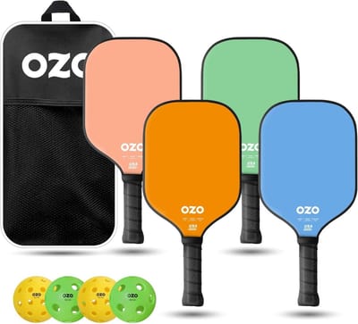 Pickleball Set 4 Paddles en 4 Ballen voor Beginners