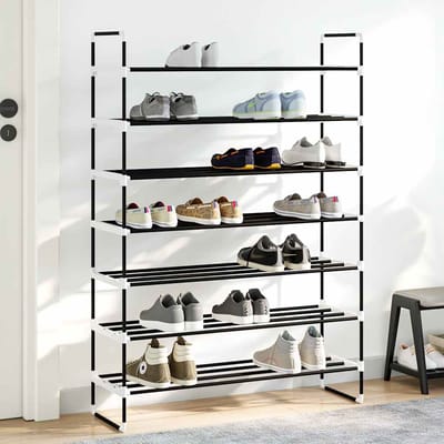 vidaXL - Schoenenrek - met - 7 - schappen - metaal - en - kunststof - zwart