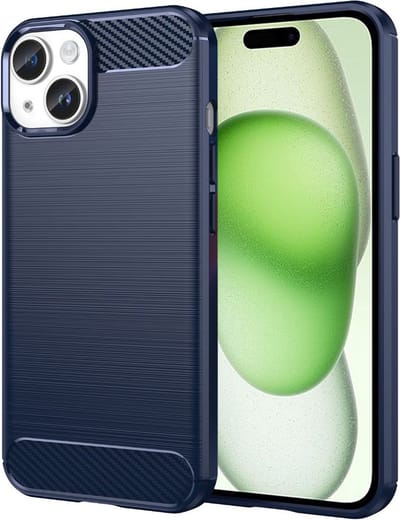 Hoesje geschikt voor Apple iPhone 16 Plus - Techsuit Carbon Silicone Back Cover - Blauw