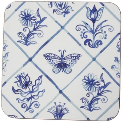 Mars & More | 6 luxe onderzetters Delfts blauw (Delfts Blue Kitchen) | 10x10 cm | SCOZDB