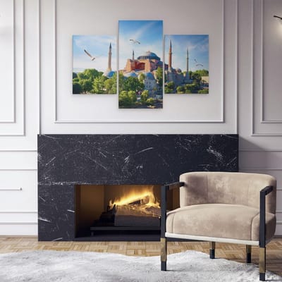 Artaza Canvas Schilderij Drieluik Hagia Sophia Moskee In Istanbul - 90x60 - Foto Op Canvas - Canvas Print